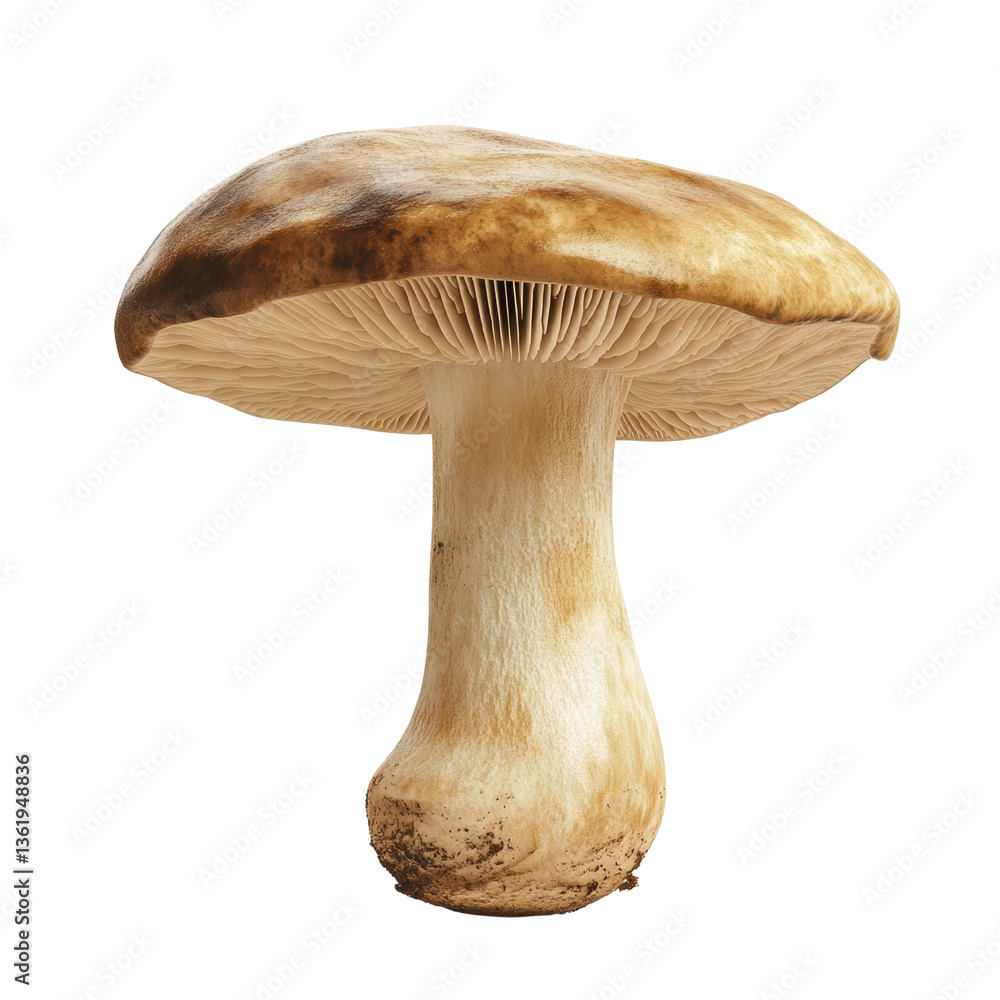 Enigmatic Mushroom: Nature's Unique Creation on white background Enigmatic Mushroom: Nature's Unique Creation on white background
