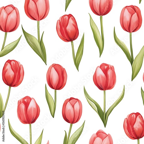 Wallpaper Mural A Serene Watercolor Tulip Bloom Seamlessly Repeats of excellence in splendor beyond compare Torontodigital.ca