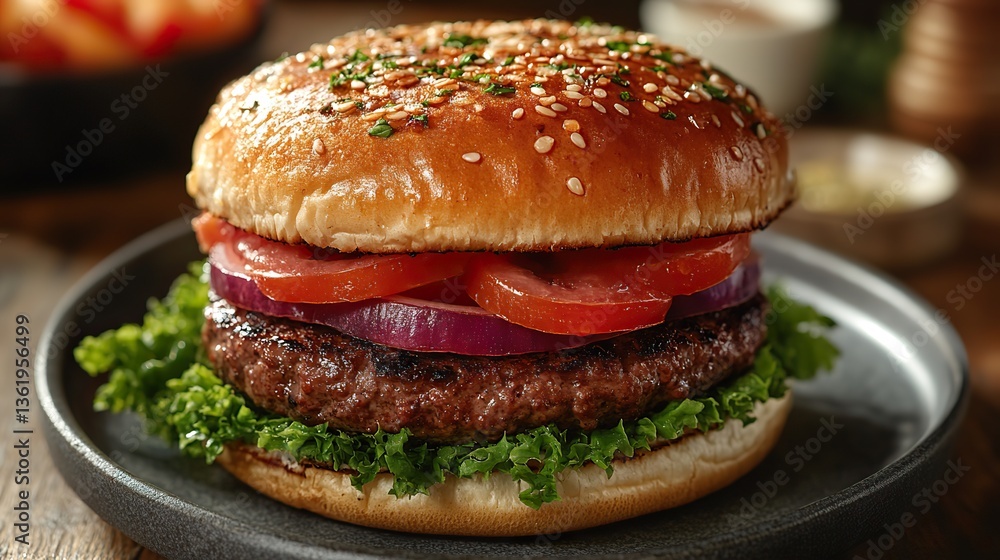 hamburger on a plate hamburger on a plate