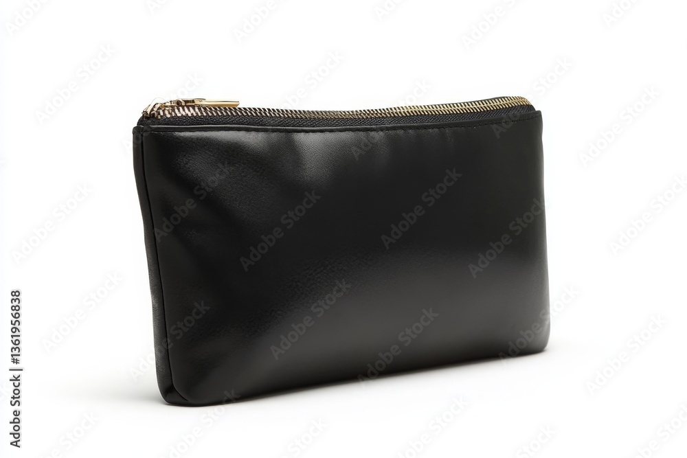Fototapeta premium Classic black leather pouch designed for everyday use and organization in various settings