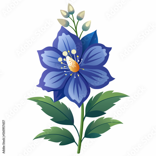 Beautiful Delphinium flower vector, perfect for floral-themed digital designs and print projects.