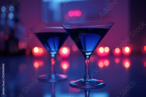 Wallpaper Mural Stylish cocktails with blue liquid served in martini glasses at a chic bar during nighttime ambiance Torontodigital.ca