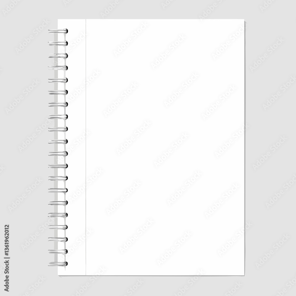 Blank White Spiral Notebook with Clean Design and Wire Binding – Professional Stationery Photography. Blank White Spiral Notebook with Clean Design and Wire Binding – Professional Stationery Photography.