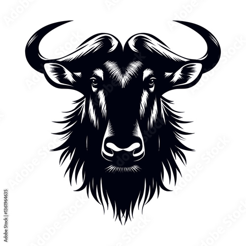 Wildebeest head silhouette vector