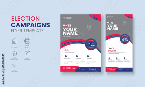 Election Campaigns Flyer Template, Political Flyer, Vote Flyer, DL Election Campaigns Flyer, Roll Up Banner