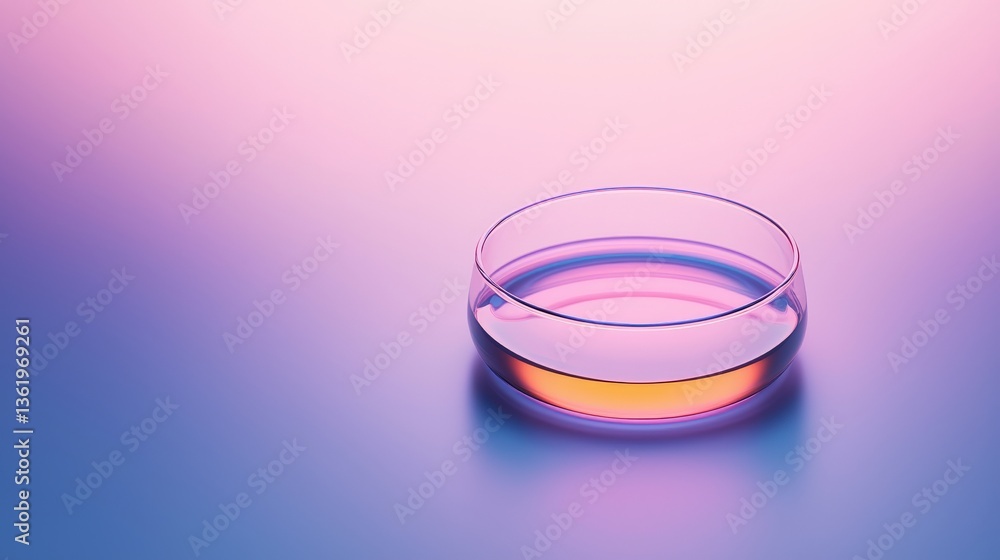 material science nanomaterials concept. A petri dish with colorful liquid on a gradient background. material science nanomaterials concept. A petri dish with colorful liquid on a gradient background.