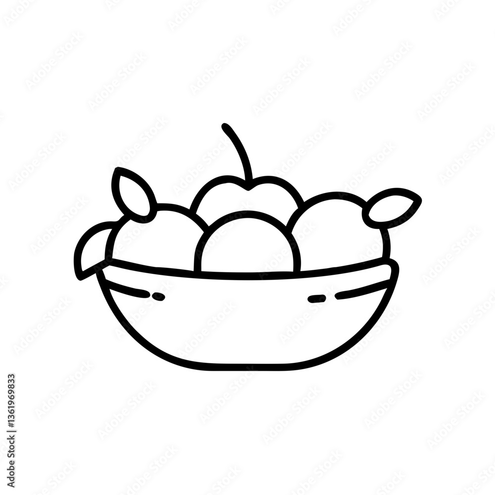 Icon of a fruit bowl filled with various fruits Icon of a fruit bowl filled with various fruits