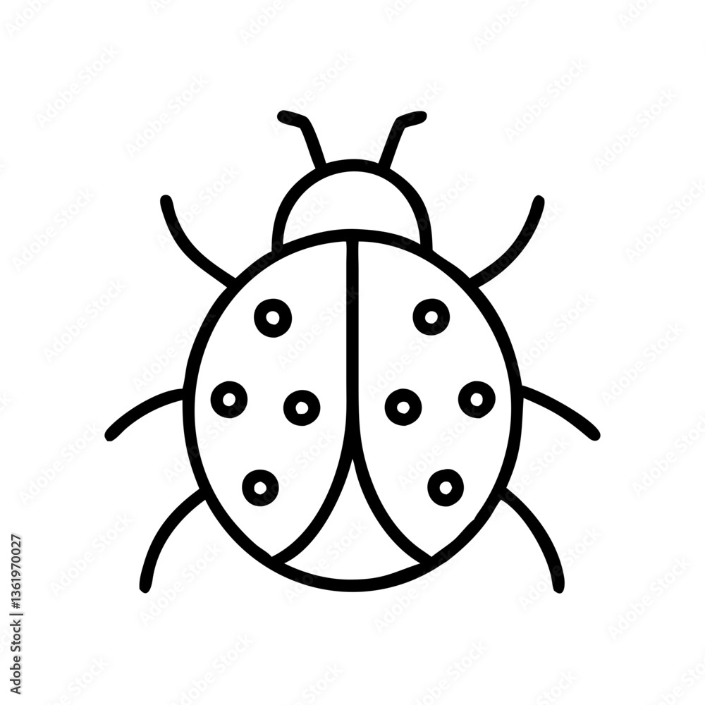Iconic illustration of a beetle in a minimalist design Iconic illustration of a beetle in a minimalist design