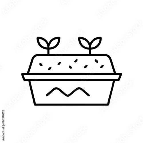 Icon seed tray plant pot with sprouts 