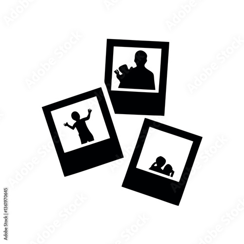 Scattered old family photos showing precious moments, sentimental family memories, nostalgic family pictures, Fathers Day Background