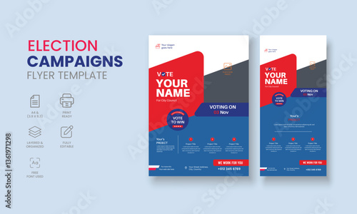 Election Campaigns Flyer Template, Political Flyer, Vote Flyer, DL Election Campaigns Flyer, Roll Up Banner