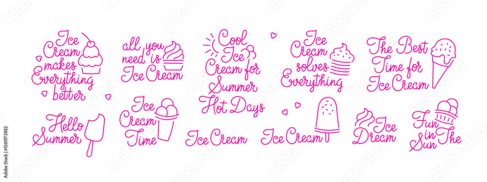 Fototapeta premium Creative ice cream quotes designed for summer fun and enjoyment with friends
