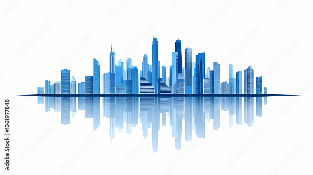Obraz premium Modern City Skyline Reflection