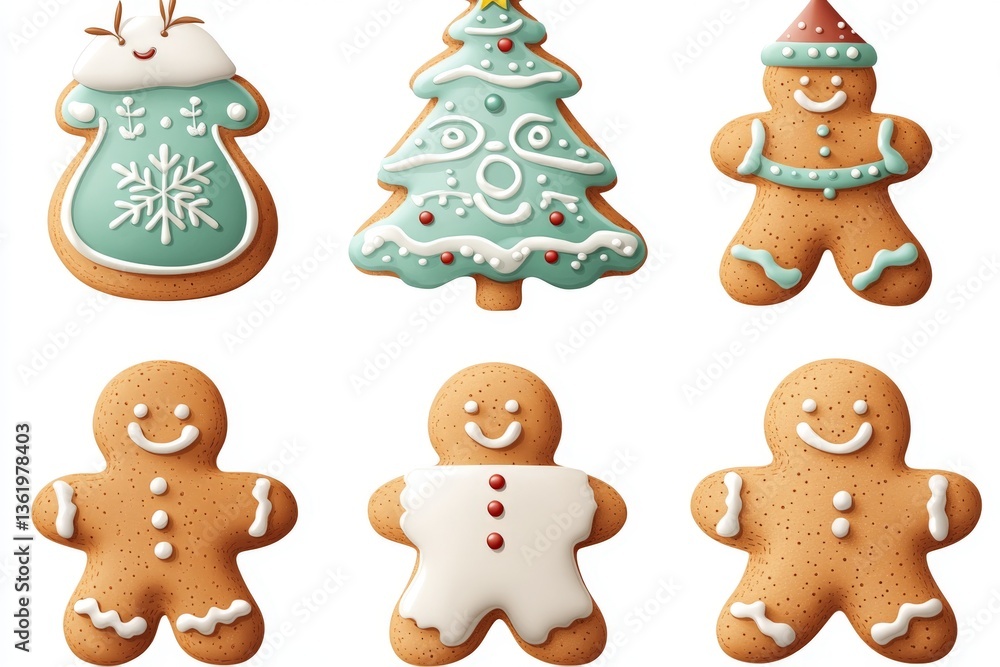 Deliciously crafted holiday cookies in festive shapes and vibrant colors on a light background Deliciously crafted holiday cookies in festive shapes and vibrant colors on a light background