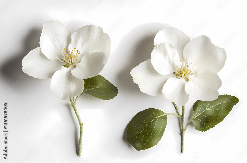 Fototapeta premium Two Delicate White Apple Blossoms