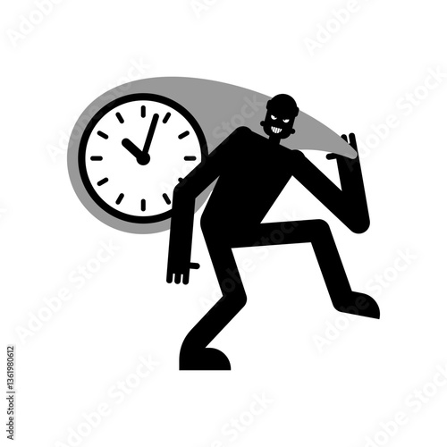 TIME THIEF. Thief stole watch. Concept of lost time