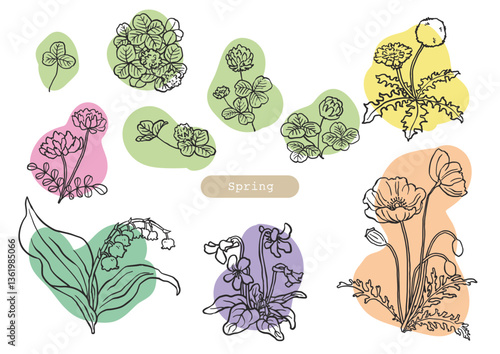 春の花の手書きイラスト