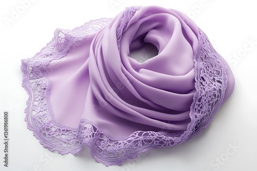 Wallpaper Mural 3D Soft Lavender Hijab with Intricate Lace Edging. Torontodigital.ca