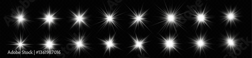 Star white set glowing vector sunlight flare ray flash glow shine glare shiny effect abstract burst explosion bright background sparkle beam transparent blur illustration design magic vibrant lens png