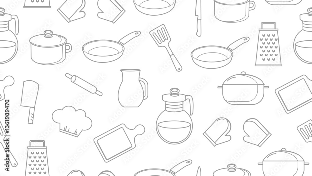 Kitchen utensils seamless pattern background. Kitchen set seamless pattern. Doodle of kitchen set, cooking utensils seamless pattern. Perfect for fabrics, textiles, wallpaper, decor, print, packaging Kitchen utensils seamless pattern background. Kitchen set seamless pattern. Doodle of kitchen set, cooking utensils seamless pattern. Perfect for fabrics, textiles, wallpaper, decor, print, packaging