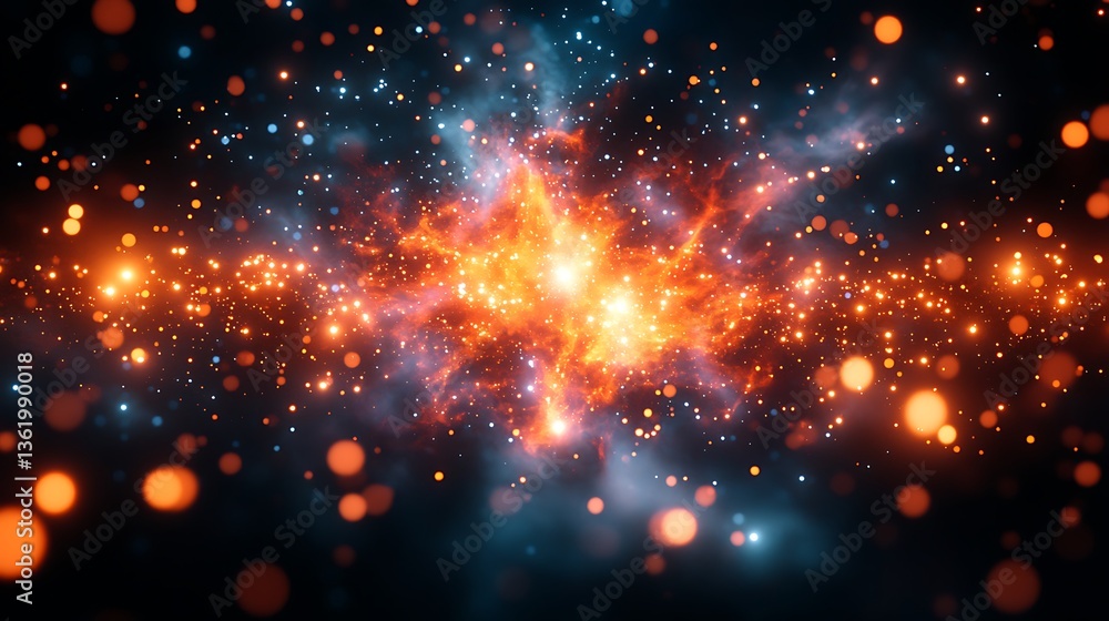 Fiery nebula with glowing particles. Fiery nebula with glowing particles.