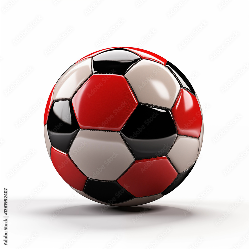 Red Black and Beige Soccer Ball Studio Shot Red Black and Beige Soccer Ball Studio Shot