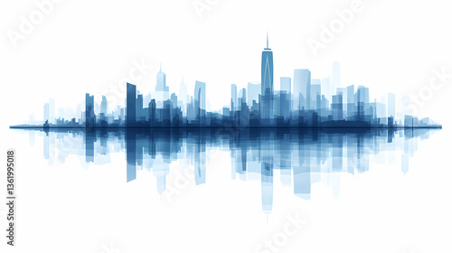 Wallpaper Mural Silhouette of New York City Skyline with Reflection Torontodigital.ca