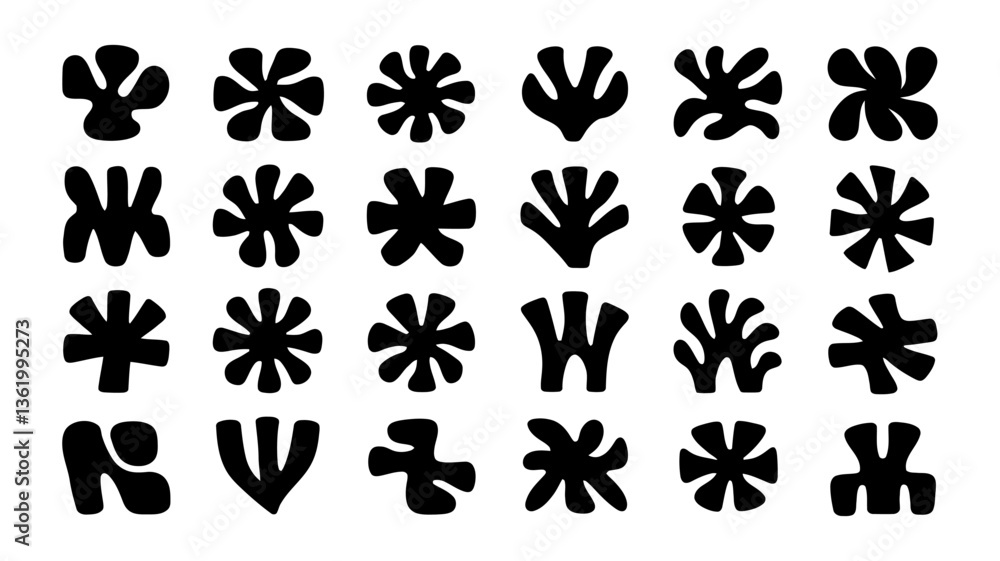 Abstract Irregular Shapes Collection - Bold Black Icons Featuring Fluid, Organic Forms and Geometric Structures, Ideal for Creative Graphic Design Projects, Patterns, and Artistic Designs Abstract Irregular Shapes Collection - Bold Black Icons Featuring Fluid, Organic Forms and Geometric Structures, Ideal for Creative Graphic Design Projects, Patterns, and Artistic Designs