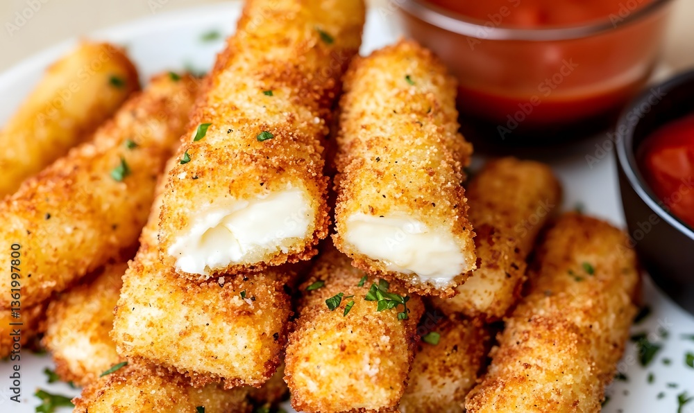 Crispy Golden Mozzarella Sticks, Generative AI Crispy Golden Mozzarella Sticks, Generative AI