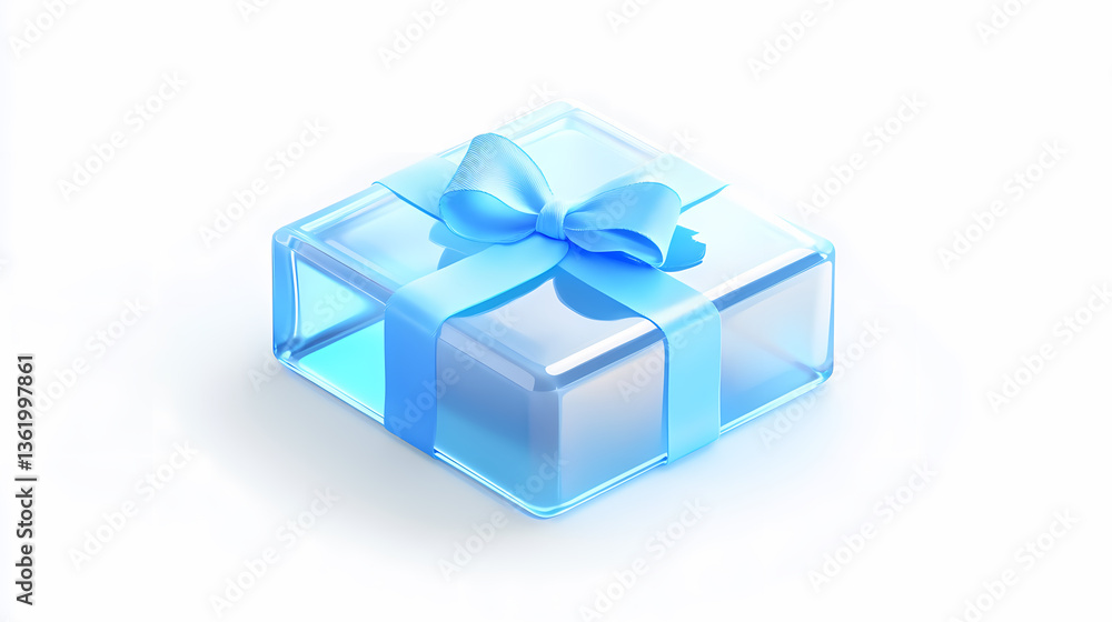 Light Blue Glass Gift Box with Ribbon Light Blue Glass Gift Box with Ribbon