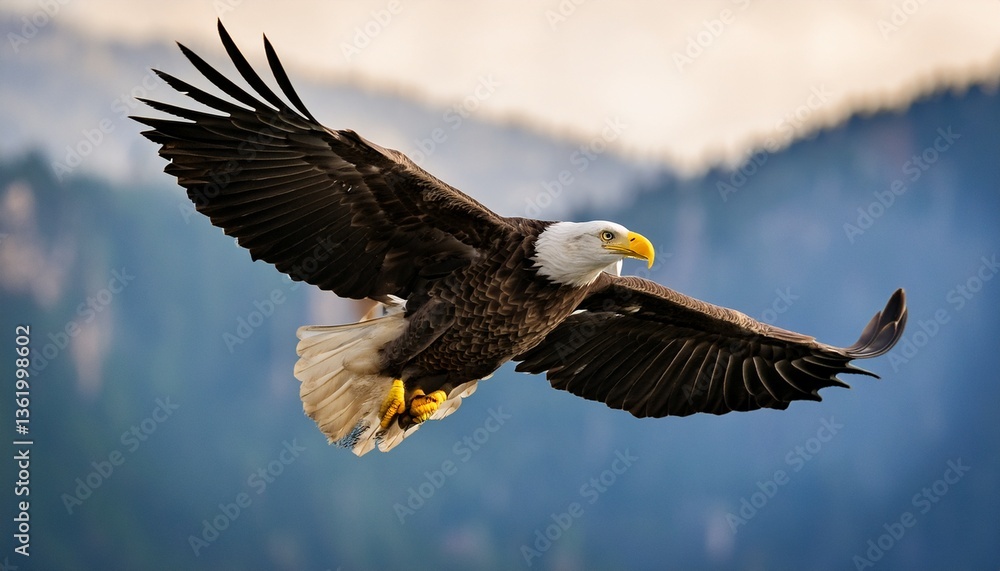 Obraz premium selective focus of bald eagle flying