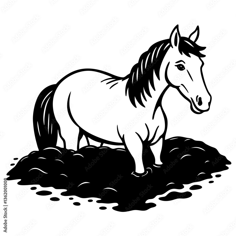 Fototapeta premium horse in mud trap vector 