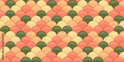 Abstract seamless pattern with overlapping pastel colored scales.  Perfect for textile prints, website backgrounds, and decorative design.  Evokes a sense of tranquility and natural beauty.