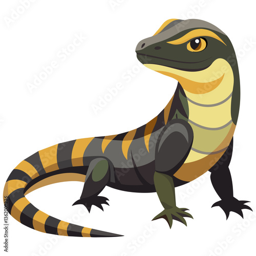 monitor lizard vector illustration, realistic reptile artwork, wildlife animal design
