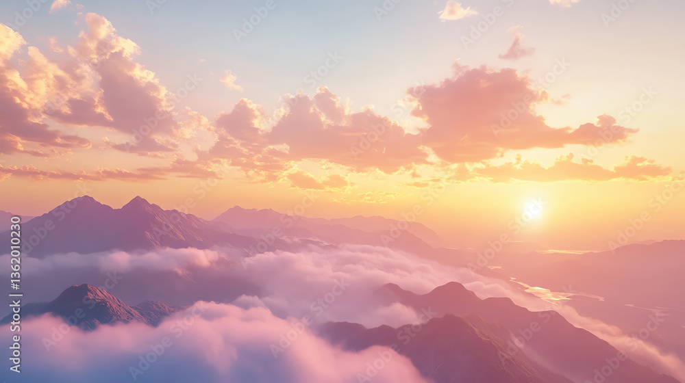 Stunning sunrise over mountain range with vibrant sky and clouds. Stunning sunrise over mountain range with vibrant sky and clouds.