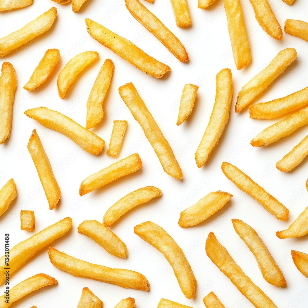 Falling french potato fries, isolated on white background Falling french potato fries, isolated on white background