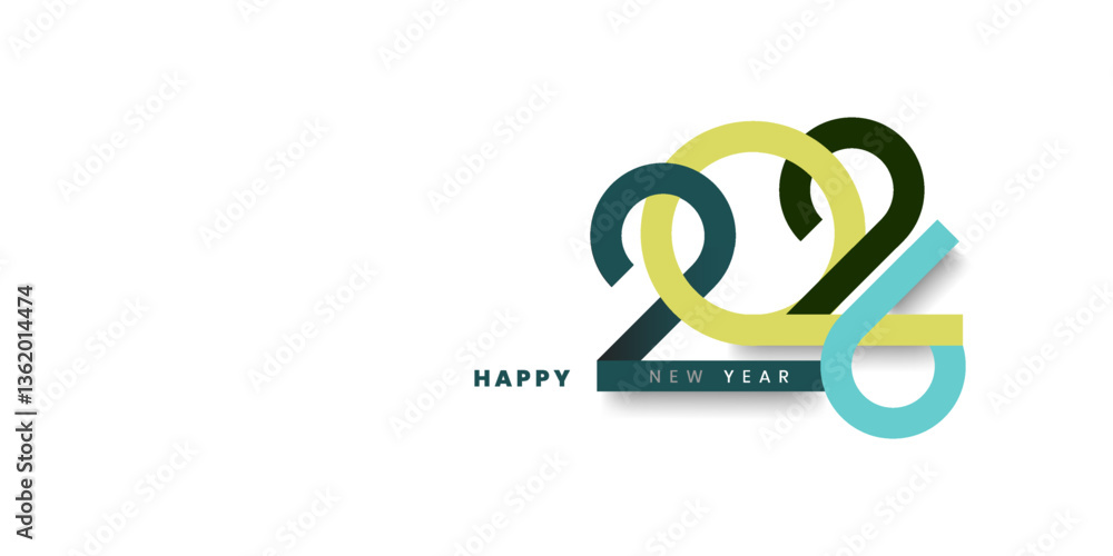 Obraz premium 2026 New Year greeting card design concept. Happy NewYear Greeting Card Number. design for cover, calendar, banner and template, Vector illustration concepts