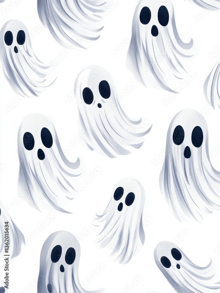 Naklejka premium seamless pattern with Cute cottagecore ghost