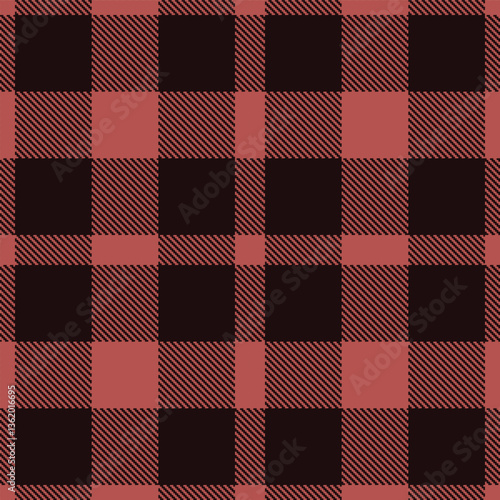 Soft Dark Salmon and Dusty Very Dark Brown Seamless Tartan Textile Design