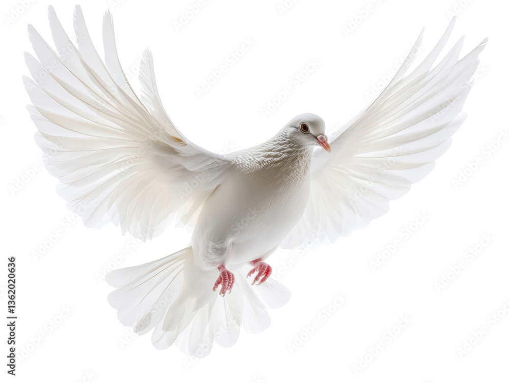 Isolated White Dove in Flight Isolated White Dove in Flight