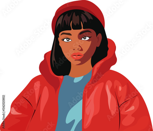 dark girl in rapper girlfriend style, 90s aesthetic