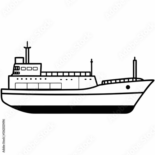 Vector illustration of a ship sailing on the sea
