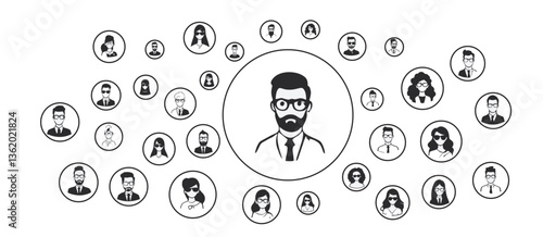 Social Network Connection Illustration Business Networking Concept Vector