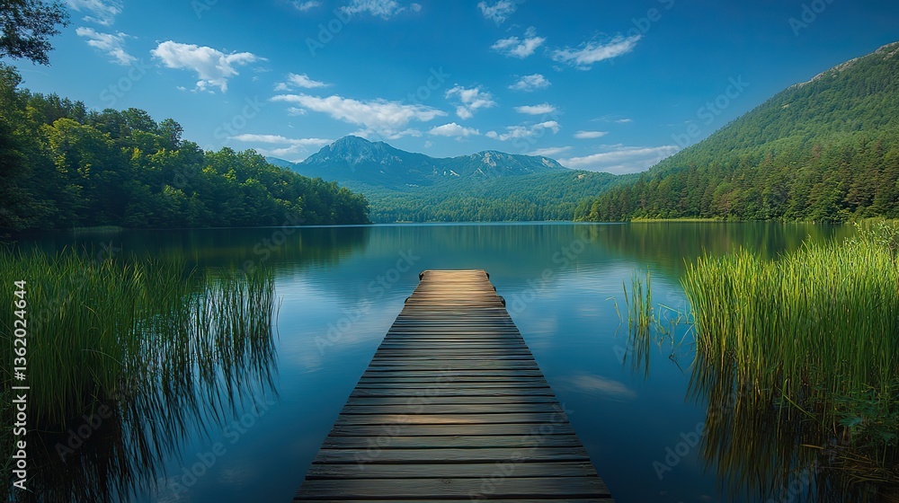 Obraz premium wooden pier on the lake