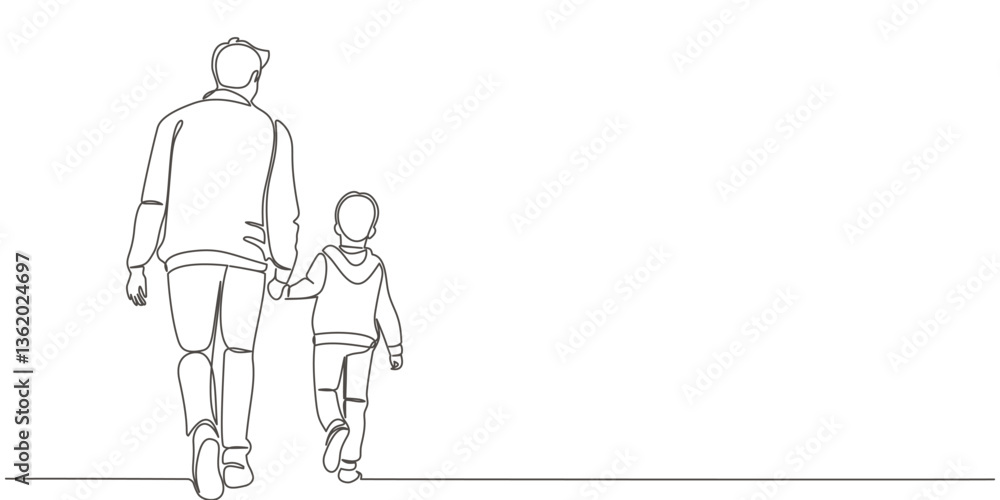 Fathers day line art style vector illustration, father and son line art illustration Fathers day line art style vector illustration, father and son line art illustration