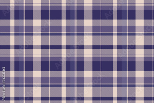Kitchen seamless fabric texture, gentleman vector pattern check. 40s tartan plaid background textile in indigo and light colors.