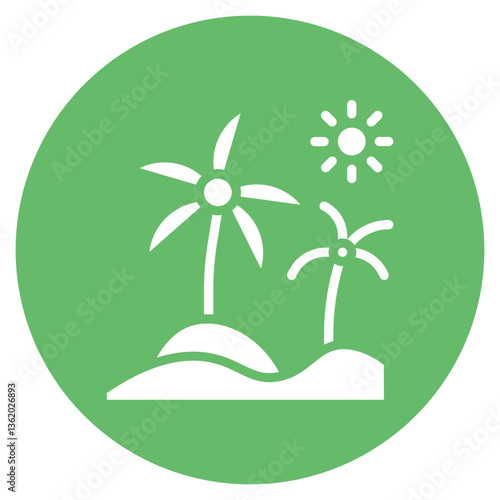 Oasis Palm Grove Vector Icon