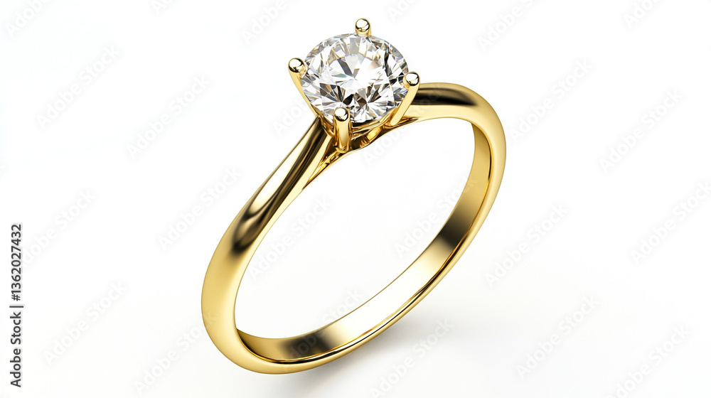 Beautiful gold engagement ring with a diamond on white background. Beautiful gold engagement ring with a diamond on white background.