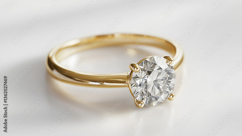 Beautiful gold engagement ring with a diamond on white background. Beautiful gold engagement ring with a diamond on white background.