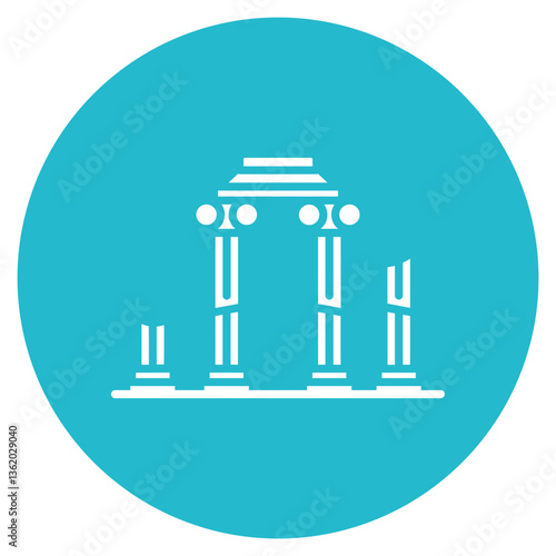 Ancient Ruins Landscape Vector Icon
